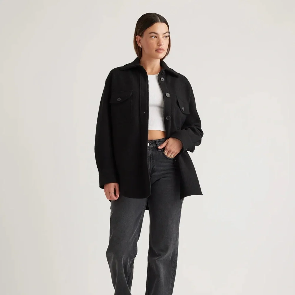 Quince NWT Merino Wool Shirt Jacket Black Multiple Sizes - Picture 4 of 16